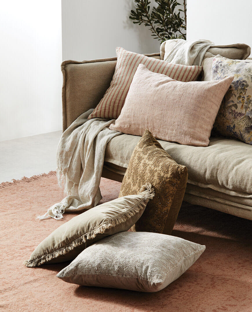 Christophe Linen Cushion - Blush Stripe 50x50